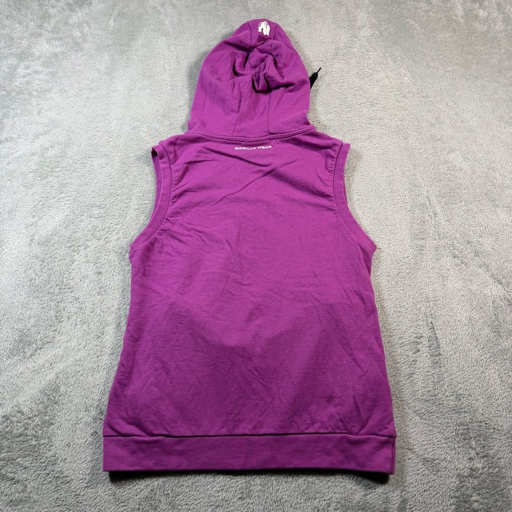 Gorilla Wear Sleeveless Hoodie Women Small Purple Logo Gym Training Workout - Picture 2 of 6
